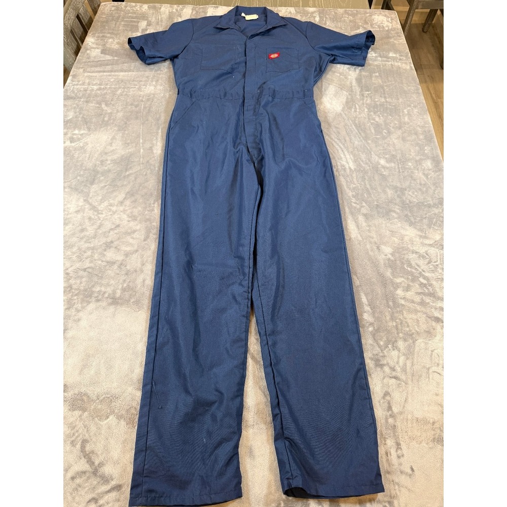Dickies Men's Blue Short Sleeve Work Coverall Jumpsuit Size 42 Tall Industrial